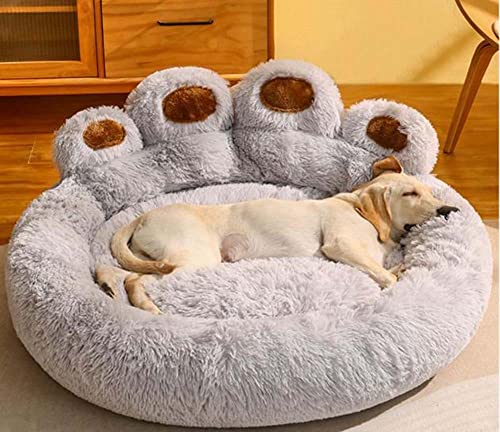 TongHa Donut-Hundebett, weich, flauschig, bequem, aus Kunstfell, waschbar, großes Kuschelkissen, Plüschnest, rutschfest, Hundebox von TongHa