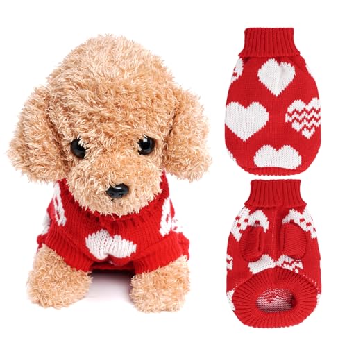 Tongcloud Hunde-Strickpullover Herz Welpenpullover Weihnachten Valentinstag Hundepullover Urlaub Kleidung oder Hund Katze Haustier Kostüm von Tongcloud