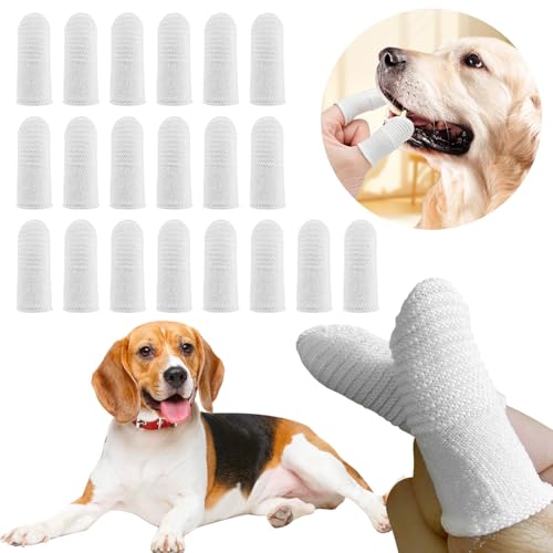 20pcs Hundezahnbürste Fingerling, 360° Reinigung Zahnreinigung Hund, Anti-Plaque Finger Hund effizient und sauber, Wiederverwendbare Haustier Fingerzahnbürste für Hunde Katzen Zahnpflege(Weiß) von Tongdejing