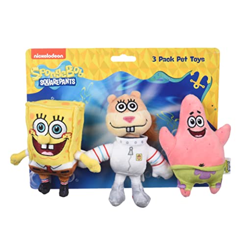 Nickelodeon Spongebob Schwammkopf für Haustiere, Spongebob, Patrick und Sandy Figur, Plüsch-Hundespielzeug, 15,2 cm, kleines Hundespielzeug für Spongebob-Fans, quietschendes Hundespielzeug für alle von Tongtai