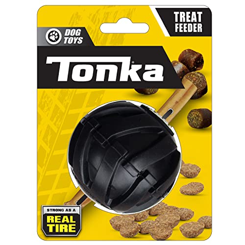 Tonka Mega Tread Ball Leckerlihalter Hundespielzeug, leicht, langlebig und wasserabweisend, 7,6 cm, für kleine/mittelgroße/große Rassen, Einzeleinheit, Schwarz von Tonka