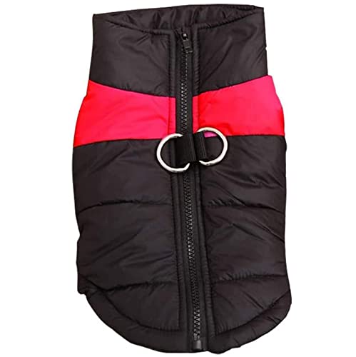 Haustier Winter Warmer Mantel mit Geschirr Warme Hundekleidung Winter Hund Warme Baumwollweste Leichte Kleidung Rückenreißverschluss Haustier Outdoor Kostüm Hundejacke Reißverschluss (Red, XL) von Tonsee Accessoire