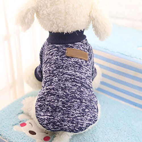 Hundebekleidung Hundejacke Wintermantel Hundepullover Klassischer warmer Haustierpullover Haustierhundekleidung Strickwaren Warmer Hundepyjama für kleine Hundewelpen Hundemantel Mit (Blau, XS) von Tonsee Accessoire