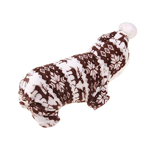 Hundepullover Weihnachten Hund Rollkragenpullover Weihnachten Haustier-Kleidung-Kleidung-Winter-Hundekleidung Fawn-Fleece-Hundekleidung Winter Hundemantel Mit Geschirr (Coffee-d, 2XL) von Tonsee Accessoire