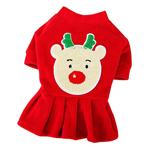 Tonsee Accessoire Hund Weihnachten Pulli Weihnachten Haustierkleidung Katze Hund Haustier Fleece Koralle Kleidung Zweibeiniger Kostümrock Hundehalsband Zubehör (Red-d, L) von Tonsee Accessoire