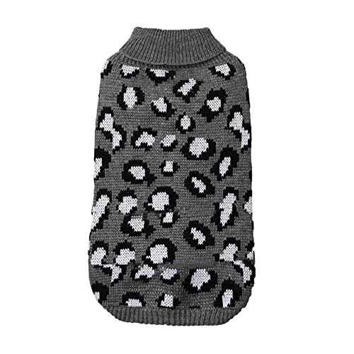 Tonsee Accessoire Hunde Fahrradanhänger Haustier-Leopard-Pullover-Kleidung warme und weiche gestrickte Kleidung Kleiner Hund Herbst-Winter-Haustier-Kleidung Hundemantel Zwergpinscher (Grey, S) von Tonsee Accessoire