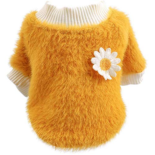 Tonsee Accessoire Hunde Kostüme Hundebekleidung Pullover Hund Daisy Pullover kleines Mädchen für Pullover Hunde Hals Blumen Stil Runde Haustierkleidung Coole Hundepullover (Yellow, L) von Tonsee Accessoire