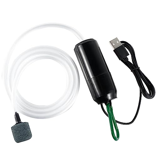 Tonsee Accessoire USB-betriebener -tragbarer Mini-Aquarium-Luft-Bubbler mit Luftstein-Stummschaltung, energiesparendes Zubehör, Zubehör für Aquarium-Aquarien Aquarien Zubehör-18 (Black, One Size) von Tonsee Accessoire