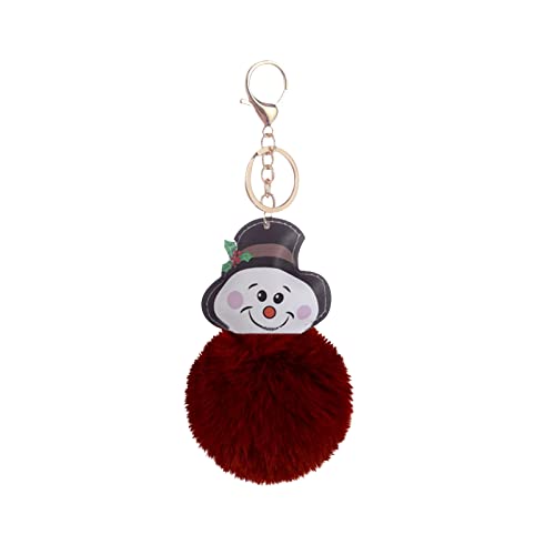 Tonsee Accessoire Weihnachten Flauschige Pom Balls Schlüsselanhänger Schneemann Schlüsselanhänger Anhänger Ornamente für Urlaub Party Favors Geschenk Verpackung Für Schlüsselanhänger (H-3, One Size) von Tonsee Accessoire