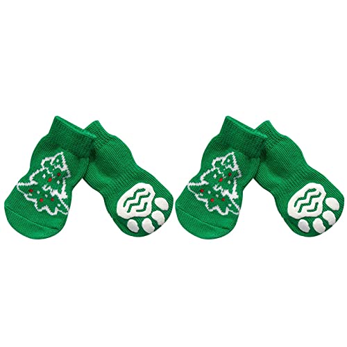 Tonsee Anti Rutsch Socken Weihnachten,Hundesocken für Hunde und Katzen Innenbereich,4 PCS Pfoten-Schutz und Traktion Dank Silikon-Gel Prevent Licking (M, D) von Tonsee Haustier