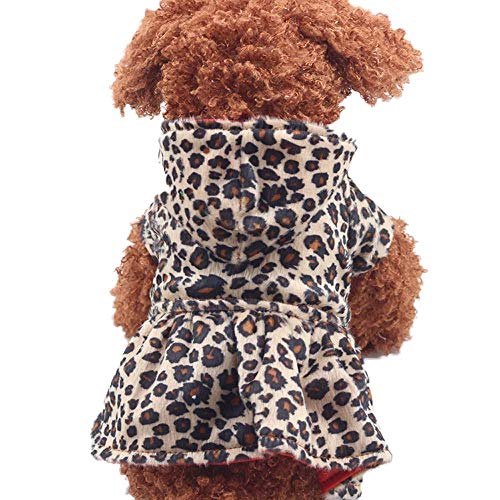 Tonsee Haustierkleidung Haustier Hund Kleid Pullover Mode T-Shirt Frühling Sommer Kleidung Leopard Hoodie Sweatshirt Welpen Weiche Bequem Kostüme für Haustiere Welpen Kleine Große Hunde (S, Braun) von Tonsee Haustier