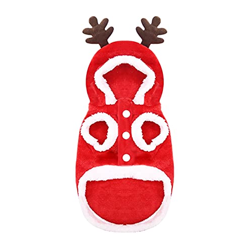 Tonsee Hundekostüm Weihnachten Winter Herbst Hundebekleidung Weihnachten Hunde Super weich Fleece Hooded Pullover Sweater Kleidung Hunde Pullover Mit Kapuze in Deer (A Rot, L) von Tonsee Haustier