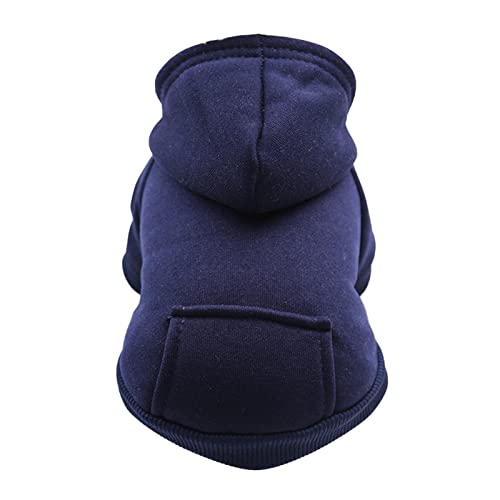 Tonsee Hundepullover kleine Hunde Mittlerer Hund Kapuzenpullis Hundepullover Hoodie Hunde Pullis Welpen Jacke Hunde Klamotten Warmer Wintermantel Haustier Kleidung Fleece Sweater (Navy, L) von Tonsee Haustier