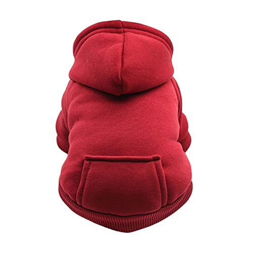 Tonsee Hundepullover kleine Hunde Mittlerer Hund Kapuzenpullis Hundepullover Hoodie Hunde Pullis Welpen Jacke Hunde Klamotten Warmer Wintermantel Haustier Kleidung Fleece Sweater (Rot, L) von Tonsee Haustier