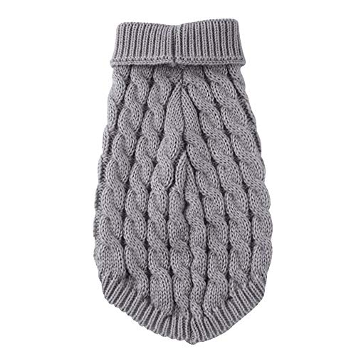 Tonsee Sweater Gestrickter Pullover Herbat Winter Warme Hundepullover Hund Rollkragen Strickpullover Warm Hundejacke für Mittlere Kleinen und Große Hunde (L, Grau) von Tonsee Haustier