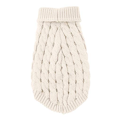 Tonsee Sweater Gestrickter Pullover Herbat Winter Warme Hundepullover Hund Rollkragen Strickpullover Warm Hundejacke für Mittlere Kleinen und Große Hunde (L, Weiß) von Tonsee Haustier