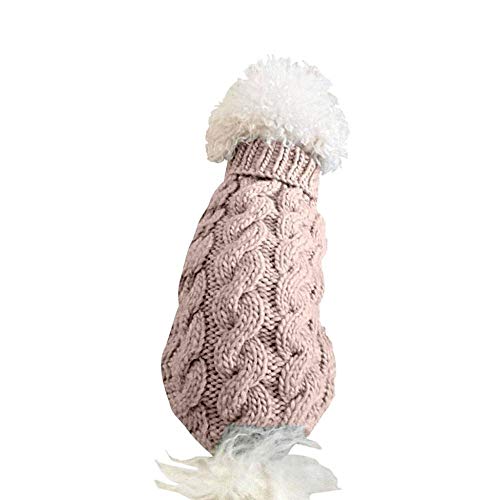 Tonsee Sweater Gestrickter Pullover Herbat Winter Warme Hundepullover Hund Rollkragen Strickpullover Warm Hundejacke für Mittlere Kleinen und Große Hunde (M, Beige) von Tonsee Haustier