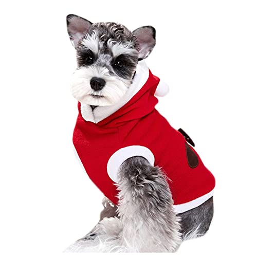 Weihnachten Hund Kleidung für Hunde Chihuahua Winter Hund Kapuzenpullis Weihnachten Kostüm Haustier Hoodies Kleidung warme Haustier Katze Hoodie Mantel Kleidung Rot (Rot, M) von Tonsee Haustier