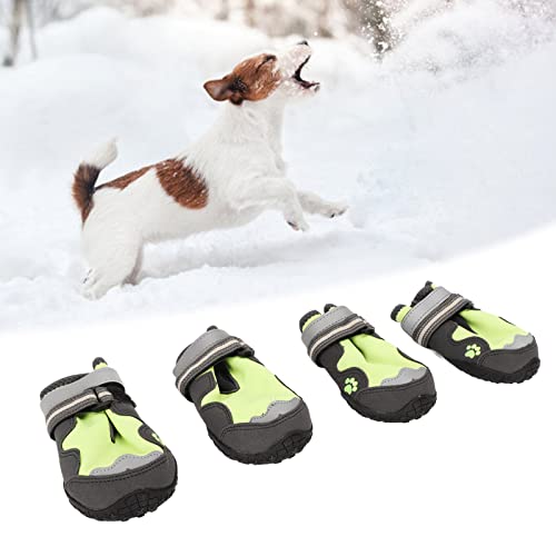 Tonysa 4 Stück Hundeschuhe mit Reflektierenden Streifen, rutschfeste Hundestiefel für Welpen, Atmungsaktiver Winter Schnee Hundestiefel Zum Wandern (Geben Sie 5 EIN) von Tonysa