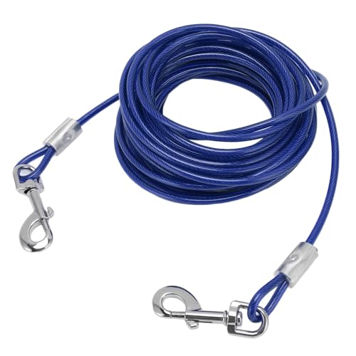 Tonysa Hunde-Anbindekabel, Doppelköpfiges, Bissfestes Outdoor-Hundekabel für den Hof, Haustier-Anbindekabel-Hundeleine für Kleine, Mittelgroße und Große Hunde (Blue) von Tonysa