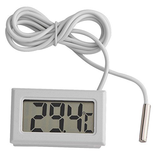 Tonysa Mini LED Digitaler Temperaturmesser,Digitales LCD Thermometer Aquarium/Geflügel/Reptil/Inkubator/Gewächshaus usw. mit LR44 Batterien/1,5 m langem Sensor/dauerhafter Temperaturgenauigkeit von Tonysa