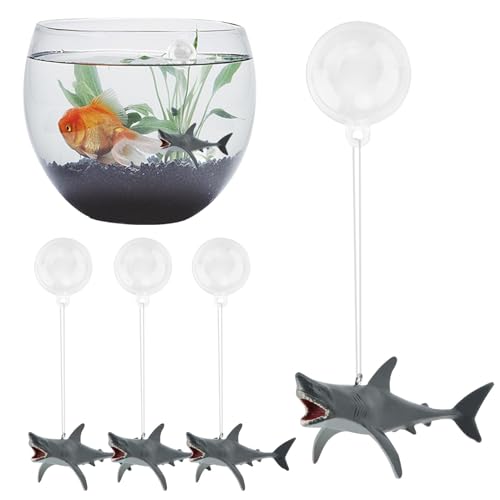 4 Sets Aquarium-Dekoration, schwimmende Aquarium-Figur, realistische Mini-Haie mit Wasserballon, schwimmende Aquarium-Layout-Requisite (wie abgebildet) von Tookie