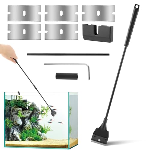 Aquarium-Schaber, längenverstellbares Aquarium-Reinigungswerkzeug, 53,3 cm, Handschaber, Pinsel-Set, Aquarium-Reinigungsset für Glasaquarium, Schwarz von Tookie