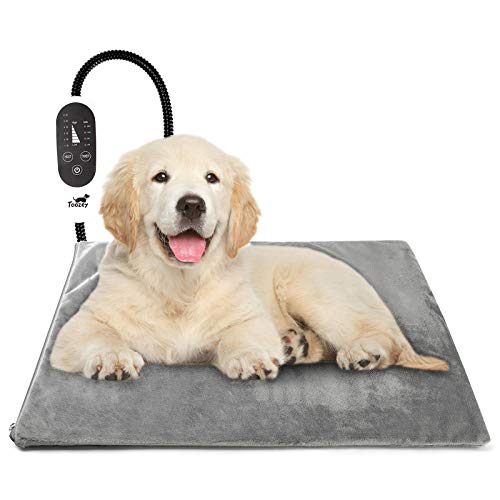 Toozey Hundeheizkissen Elektrisch 60 * 45 cm, 4 einstellbare Timer & 6 einstellbare Temperatur, sichere Haustier-Heizkissen-Matte mit Kristallsamtbezug, wasserdicht, ideal für Whelping/Welpen/Hunde von Toozey