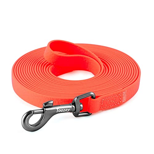 Toozey Wasserdicht Schleppleine für Hunde, 5m/10m/15m/20m - Robuste & Reißfeste Hundeleine mit Handschlaufe und Karabiner, Wetterfest Trainingsleine für Große bis Kleine Hunde, Neon Orange von Toozey