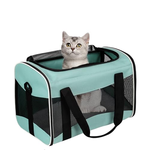 Tragetasche für Katzen, weiche Seiten, für Fluggesellschaften zugelassen, Haustier-Reisetasche, bis zu 6,8 kg, zusammenklappbar, für mittelgroße Katzen, kleine Katzen, Hunde (43,2 x 28,9 x 28,9 cm, von Top tasta