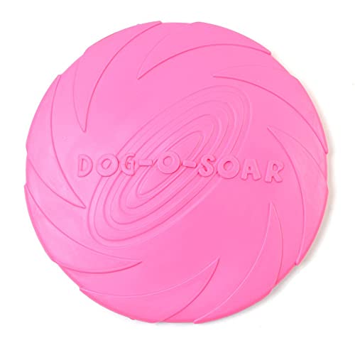 1 x Hunde-Fliegescheibe, Haustier-Fliegescheibe, weiches Gummi-Kauspielzeug zum Trainieren, Werfen, Fangen und Spielen (18 cm, Rosa) von TopHomer