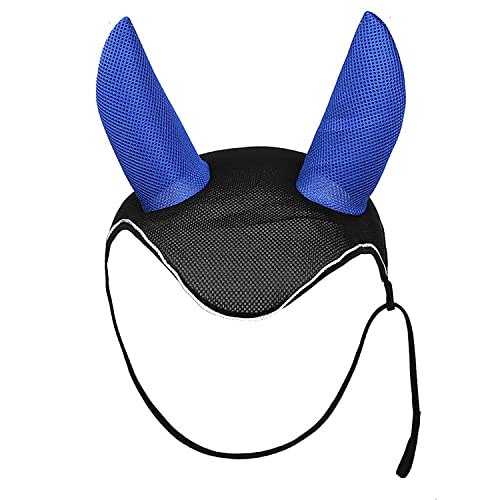 Fliegenschleier Polyester mit elastischem Ohrenschutz mit Doppelseil für Pferde schwarz von TopHomer