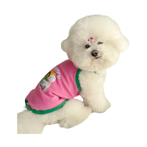 Kleidung für Hunde und Katzen, für Frühling und Sommer, mit Aufdruck, geeignet für kleine Hunde und Katzen, niedliche und bequeme Haustierkleidung (rosa Träger, XL) von TopHomer