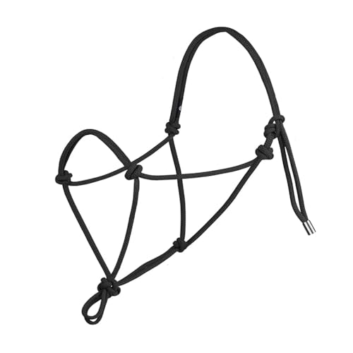 Seilhalfter für Pferd, verstellbarer Knoten, Pferdehalfter aus Polyester, Pferdeseil-Trainingshalfter zum Reiten, Führen, Training, Schwarz von TopHomer