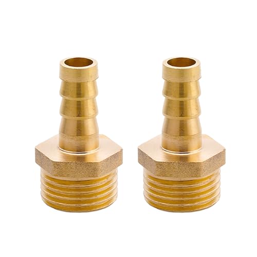 TopHomer 2 Stück Messing Schlauchanschluss, 1/2" BSP Außengewinde Schlauchanschluss Garten Widerhaken Schlauch Rohrverbindung Adapter (10mm) von TopHomer