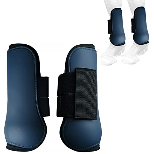 TopHomer 2 Stück Reitstiefel, verstellbare Vorderbeinstiefel, stoßdämpfend, für Pferde, Beinschutz, Reitsehnenschutz, Sprunggelenkbandage (blau, extra groß) von TopHomer