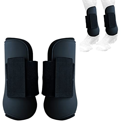 TopHomer 2 Stück Reitstiefel, verstellbare Vorderbeinstiefel, stoßdämpfend, für Pferde, Beinschutz, Reitsehnenschutz (schwarz, extra groß) von TopHomer