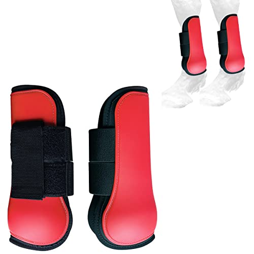 TopHomer 2 Stück Reitstiefel, verstellbare Vorderbeinstiefel, stoßdämpfend, für Pferde, Beinschutz für Pferde, Pferde, Sehnenschutz, Sprunggelenkbandage (rot, groß) von TopHomer