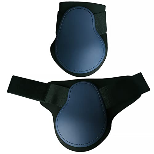TopHomer 2 x verstellbare Gamaschen für die Hinterbeine, stoßdämpfende Stiefel, passend für Pferde, Beinschutz, Reitsehnenschutz, Sprunggelenkbandage (blau, groß) von TopHomer
