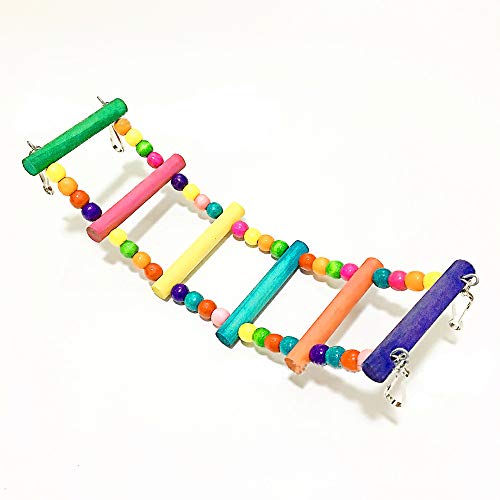 TopHomer 42cm 6 Schritte Colorful Haustier Vogel Holz Leiter Klettern Papagei Vogel Spielzeug Bridge für Papageien Pet Training von TopHomer