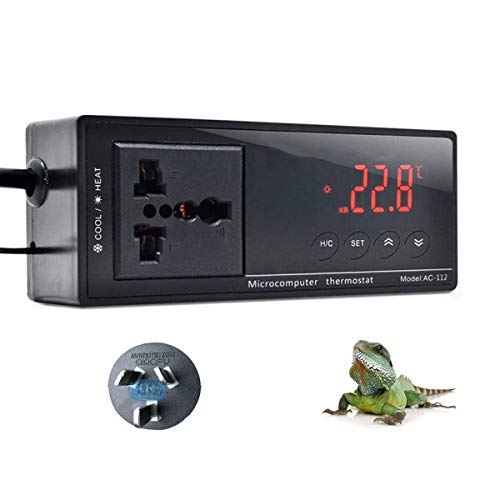 TopHomer Aquarium Temperaturschalter Temperaturregler Heizen & Kühlen Temperature Controller Digital LED Anzeige Steckdosenthermostat für Reptilien von TopHomer