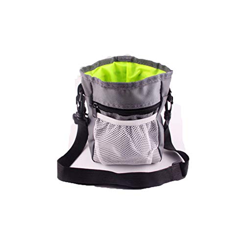 TopHomer Beutel Futtertasche für Hundetraining Hunde Leckerlie Tasche Leckerlibeutel mit Verstellbarem Schultergurt 3 Möglichkeiten, Freihändig zu Tragen für Laufen Training Reisen, Grau von TopHomer