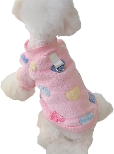 TopHomer Hundepullover, Pullover für Hunde, Wolle, Kleidung für Welpen und Kätzchen, mit Zugring und gestickten Motiven, Kleidung für Hunde und Katzen, Pullover für Katzen (Rosa, L) von TopHomer