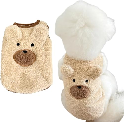 TopHomer Hundepullover, warme Weste aus Plüsch, niedlich, modisch, für Welpen im Herbst und Winter, ärmelloser Pullover für kleine und mittelgroße Hunde (Hellbraun, M) von TopHomer