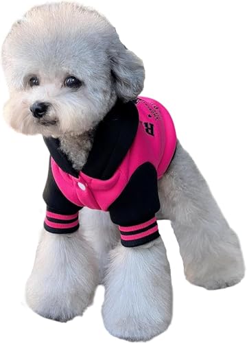 TopHomer Kapuzenpulli für Hunde, Hundejacke, Kleidung für Hunde mit Buchstabe, Kapuzen-Sweatshirt aus Baumwolle für kleine Hunde, mittelgroße Hunde, Katzen (Schwarz + Rosa, Rot, S) von TopHomer