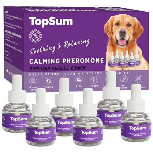 TopSum Beruhigende Diffusor-Nachfüllpackungen für Hunde – 6er-Pack Pheromone für Hunde – beruhigendes Pheromon für Hunde – beruhigende Pheromone für Hunde, 6 Stück (lila) von TopSum