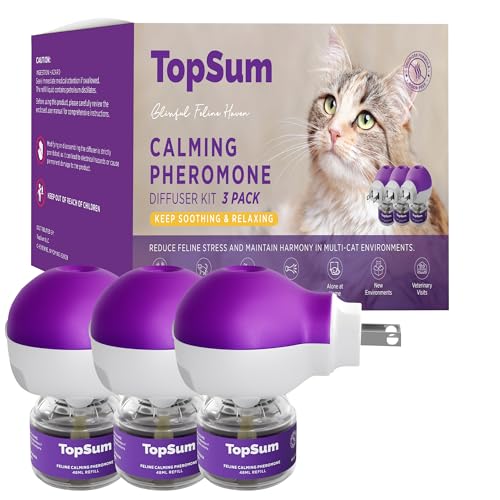 TopSum Cat Pheromones Beruhigender Diffusor: Premium Pheromon Diffusor für Katzen - Cat Pheromones Diffusor - Katze Beruhigender Pheromon-Diffusor - Katze Beruhigender Pheromon-Diffusor, 3 Pack (lila) von TopSum