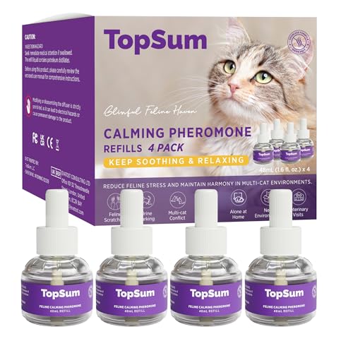 TopSum Nachfüllpack für Katzen-Pheromon-Diffusor, Nachfüllpackungen, beruhigende Nachfüllpackungen für Katzen, zur Linderung von Angstzuständen, 4 Stück (lila) von TopSum