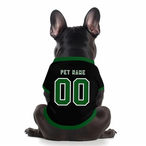 Benutzerdefinierte Hund Soccer Shirt Personalisierte Druck Name Nummer Logo T-Shirts Atmungsaktiv Haustier Weste Kleidung Security Schweißhemd Shirts für Haustiere Hunde Katzen,Black von Topassion