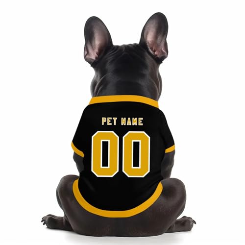 Benutzerdefinierte Hund Soccer Shirt Personalisierte Druck Name Nummer Logo T-Shirts Atmungsaktiv Haustier Weste Kleidung Security Schweißhemd Shirts für Haustiere Hunde Katzen,Black von Topassion